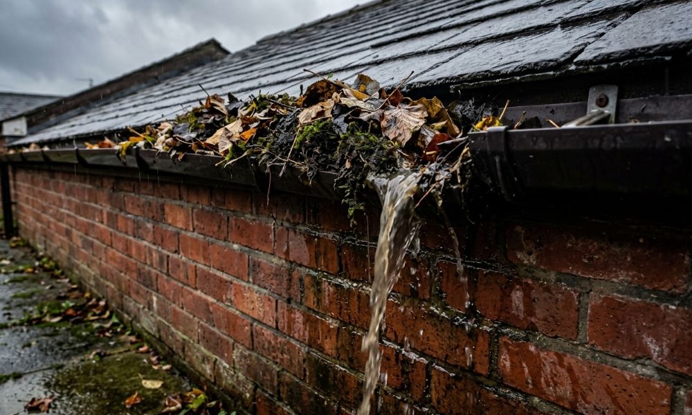 blocked gutters overflowing